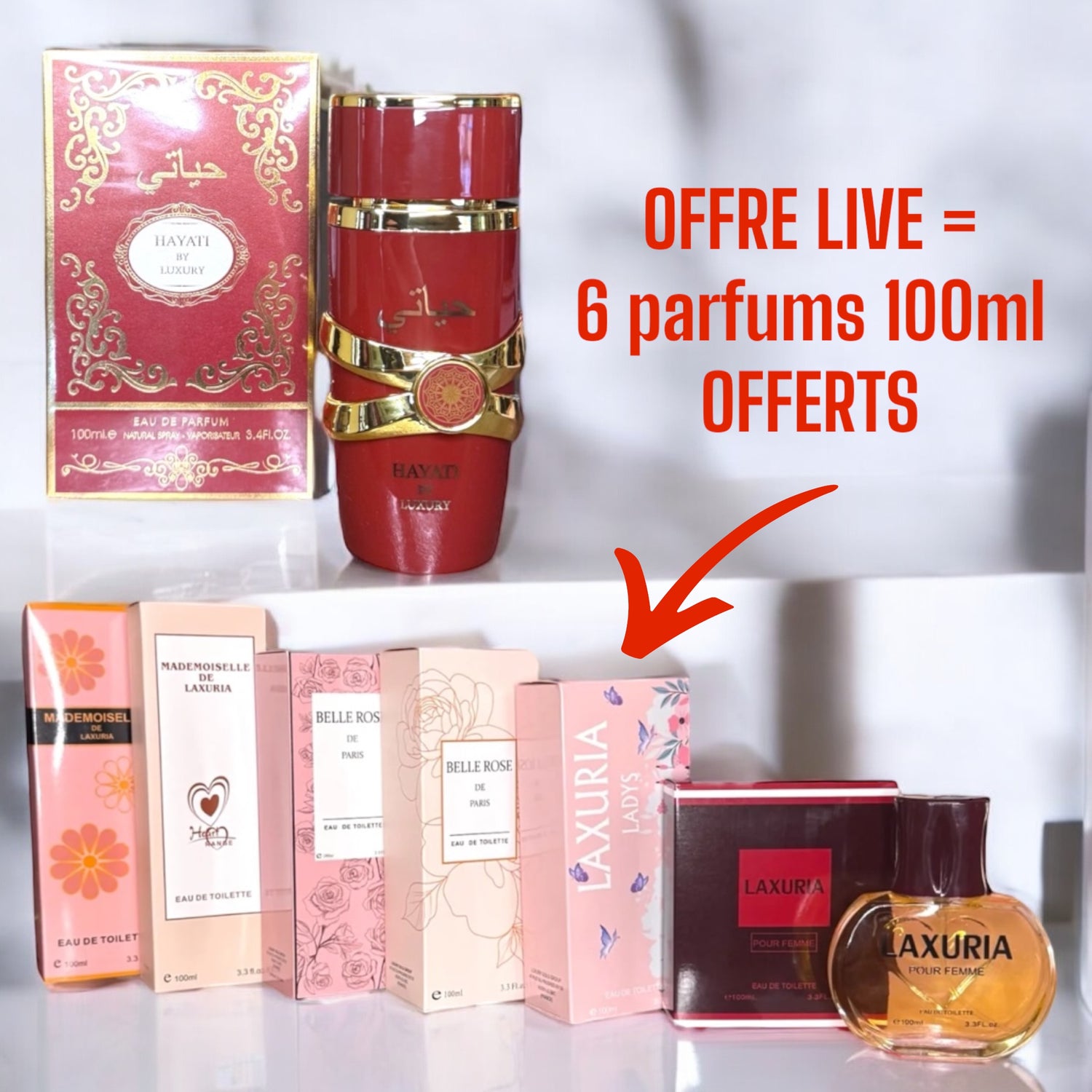 Lot Numéro 6 - 1 parfum dubaï femme ROUGE + Offre Live